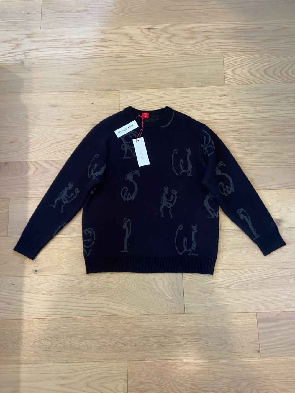 Vintage NWT Worship Supplies Urban Outfitters Black Patterned Sweater Size M